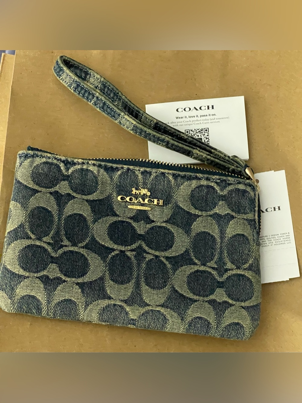 Denim Coach wristlet New